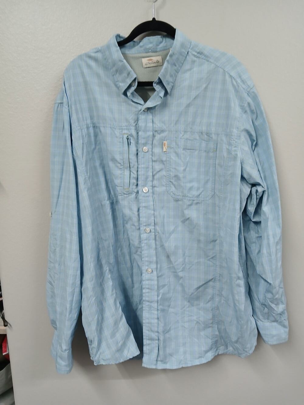 Bob Timberlake light blue plaid long-sleeve performance woven shirt